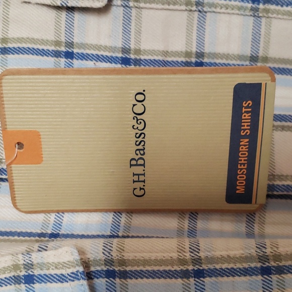 GH Bass & Co Plaid Moosehorn Blue Beige Green Button Up Size Medium NWT - Picture 4 of 6